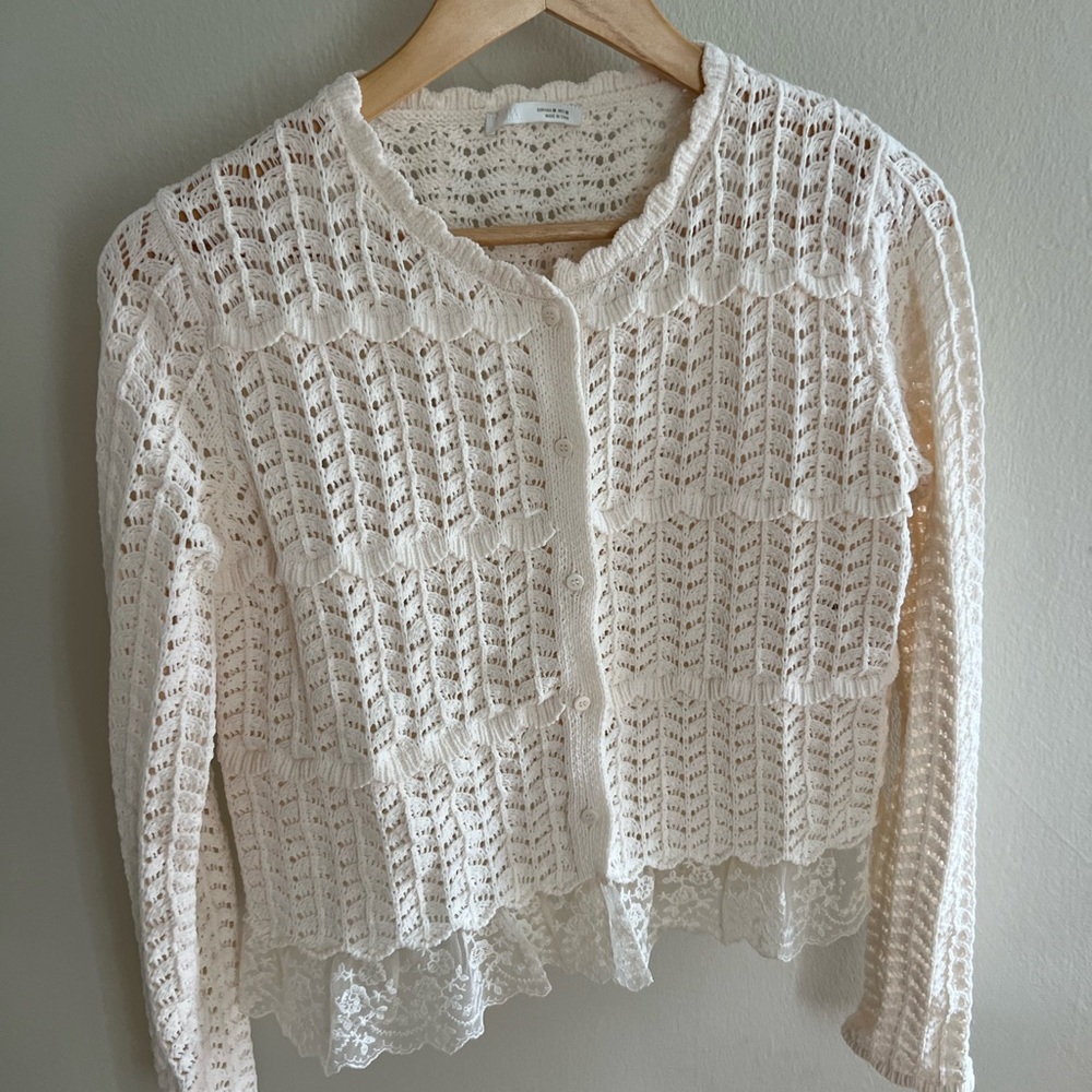 Chic Cream Lace Women's Cardigan